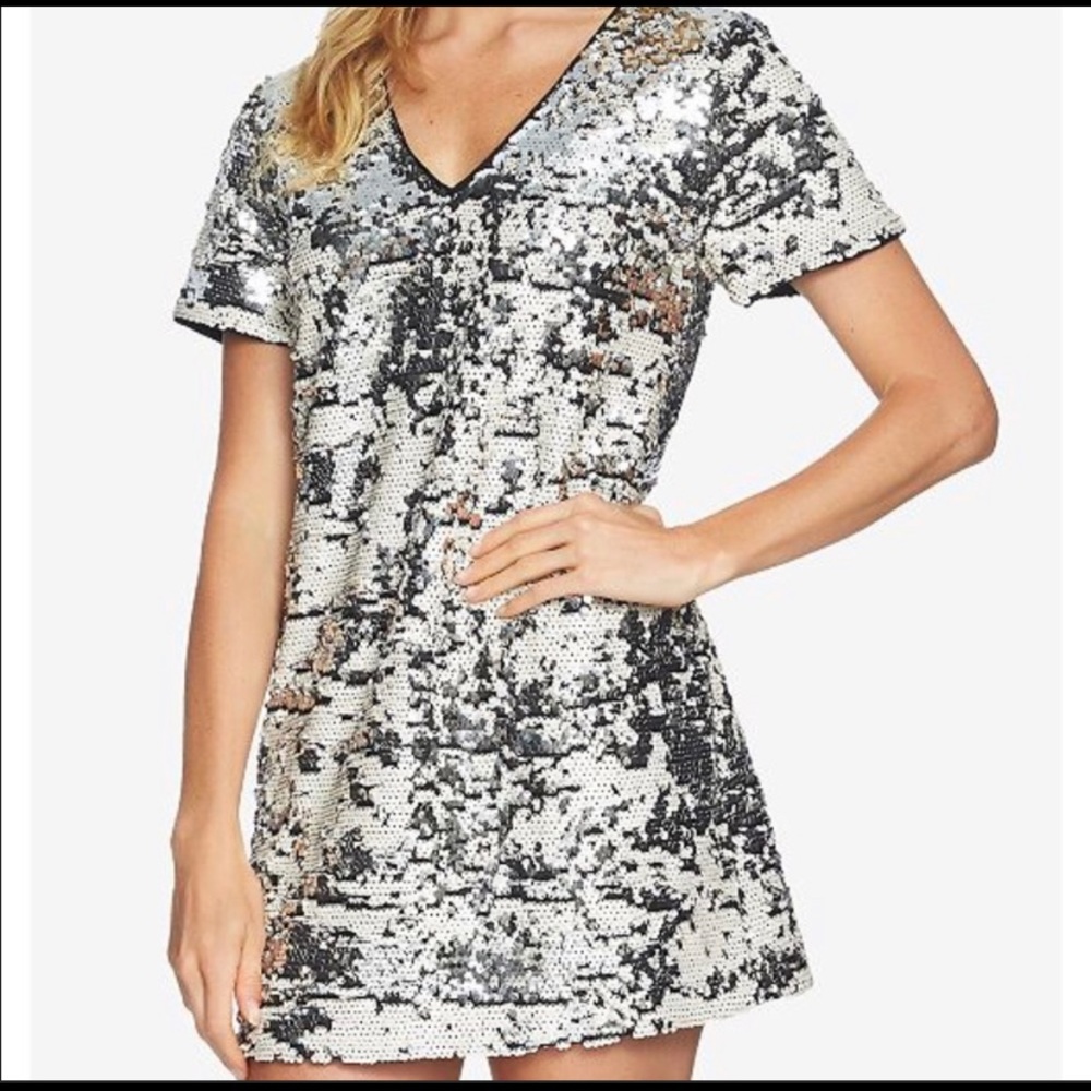 Sequin Sparkle Black and White Cocktail Dress